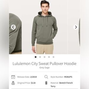 lululemon Men's sage green hoodie